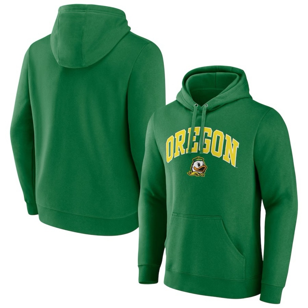 New Oregon Ducks Fanatics Arched‎ Logo Pullover Hoodie - Green